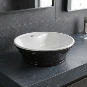 Modern Ceramic Vessel Sink Brown Square Oval Artistic Countertop Bathroom Vanity Wash Basin Bowl - Product Image 5