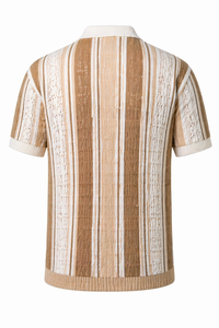Camiseta Polo de Punto a Rayas Premium para Hombre |   Ropa Casual Transpirable para el Verano - Product Image 3
