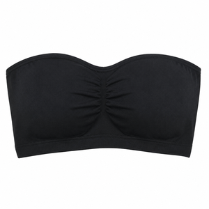 Top de Baño para Mujer, Negro, Sin Tirantes, de Poliéster Transpirable, Copa Completa con Aros, Espalda Cruzada, Sin Costuras, para Playa, OEM ODM - Product Image 1