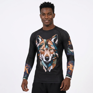 Chemise de protection anti-UV à manches longues avec imprimé loup géométrique, unisexe, adulte, séchage rapide, en polyester, pour les sports nautiques, BJJ - Product Image 2