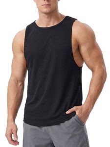 Custom logo Breathable Sporty 100% Cotton Men's Casual Knitted Gym <b>Singlet</b> Plus Size Solid Vest - Product Image 1