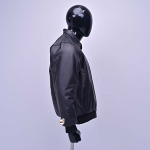 Men Black PU Leather Bomber <b>Jackets</b> With Embossed <b>Patch</b> Design Zipper Front Turn-down Collar Regular Fit Moto Biker Style <b>Jacket</b> - Product Image 4