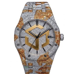 Luxury Iced Out Moissanite Diamond Hip Hop Quartz <b>Watch</b> Men Polygon Analog Wristwatch - Product Image 2