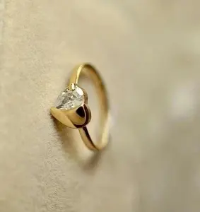 Moissanite <b>FOX</b> Shape Prong Setting <b>Ring</b> 925 Sterling Silver Gold Plated Trendy Romantic Women Jewelry Gift - Product Image 3