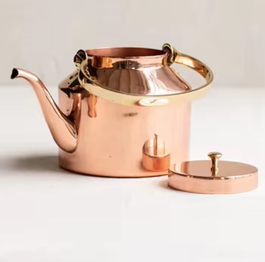<b>Copper</b> Teapot Round Shape Tableware Antique Style Kitchen <b>Utensil</b> for Kitchen - Product Image 5