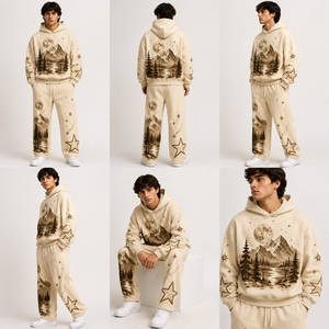 Conjunto Deportivo de Otoño de Dos Piezas Unisex, Sudadera de Felpa de Algodón de Peso Medio, Pantalones Deportivos Elásticos, Trajes Deportivos Informales de Otoño - Product Image 5