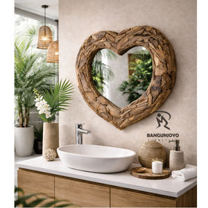 Espejo Moderno de Madera de Teca - Diseño Duradero, Ecológico y que Ahorra Espacio para Uso en Villas, Hoteles y Apartamentos - Product Image 2