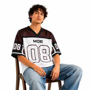 Maillot de football américain rétro léger en maille, coupe oversize, en polyester, style streetwear, vente en gros, personnalisable avec numéro, unisexe - Product Image 2