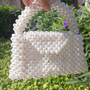 Recién llegado, superventas, bolso de mano elegante, monedero de cuentas azules, bolso de noche de fiesta de lujo para mujer, bolsos de perlas - Product Image 6