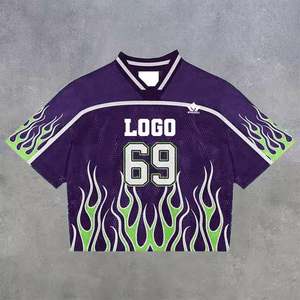 Custom Green American Football Jersey V-Neck <b>Short</b> Sleeve Breathable Quick Dry Sublimated <b>Mesh</b> 100% Polyester Adult Team Sports - Product Image 2