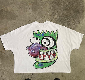 เสื้อยืดคุณภาพสูง 100% ผ้าฝ้าย เสื้อยืดทรงโอเวอร์ไซส์ ทรงครอป ทรงบ็อกซี่ สำหรับผู้ชาย คุณภาพสูง 300 GSM หนักแน่น ทรงไหล่ตก แบบเรียบ - Product Image 2