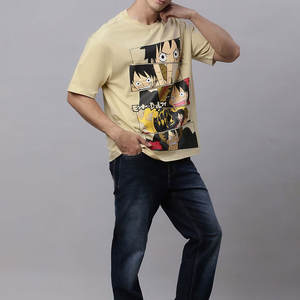 เสื้อยืดสตรีทผู้ชายแบบสั่งทำพิเศษ สไตล์เรโทร ทรงโอเวอร์ไซส์ ผ้าหนา ใส่สบาย ระบายอากาศได้ดี ผ้าฝ้าย แขนสั้น สำหรับฤดูร้อน ขายส่ง - Product Image 4