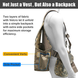 Gilet de chasse camouflage personnalisé hybride léger en toile avec rangement extensible et passants pour cartouches - Product Image 3