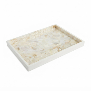 Plateau de service rond en nacre incrustée fait main, mosaïque de coquillages de luxe, plateau décoratif pour table basse et ottoman, vente en gros - Product Image 2