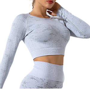 Ensembles de yoga en tissu spandex à manches longues pour femmes - Product Image 5