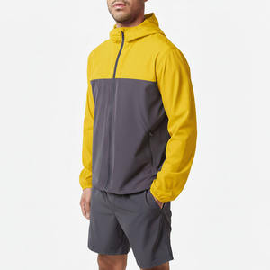 Conjunto Deportivo Corto de Dos Piezas con Chaqueta Cortavientos y Pantalones Cortos, Estampado, con Cierre, de Nailon, para Hombre - Product Image 4