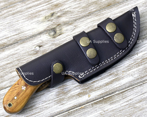 Cuchillo de hoja fija con mango de madera industrial UA Supplies, acero de Damasco, punta de gota, 0.5mm de grosor, 8 pulgadas de longitud total, para exteriores y EDC - Product Image 6