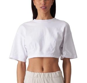 Camiseta recortada para mujer al por mayor 2025, cómoda Camiseta lisa de algodón 100% para primavera y verano, respetuosa con el medio ambiente - Product Image 1