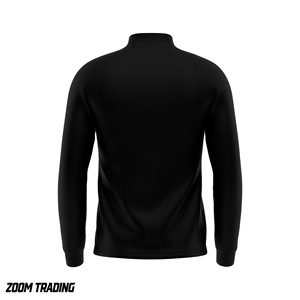 Veste athlétique noire pour homme à manches longues, sans col, avec fermeture éclair, anti-humidité, logo brodé sur le devant, toutes saisons, extensible dans quatre directions - Product Image 4