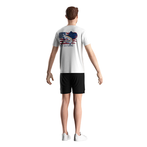 Camiseta Deportiva Larga para Hombre, de Algodón/Fibra de Bambú, 260g, Impresión Digital, Diseño en Blanco, Ecológica - Product Image 3
