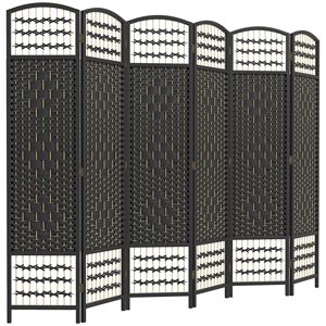 Paravento Pieghevole Artigianale a 6 Pannelli in Carta Traslucida Nera Effetto Onda, Divisorio per Ambienti, per Casa e Ufficio, Tradizionale e Portatile - Product Image 1