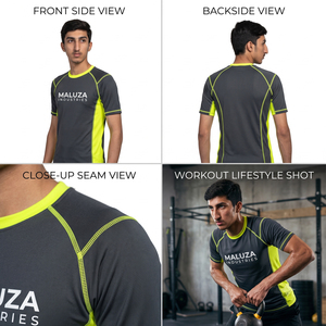 Custom Logo Printed Unisex Short Sleeve Rash Guard 100% Cotton UPF 50+ Quick Dry Breathable Eco-Friendly <b>Compression</b> Swim Shirt - Product Image 6