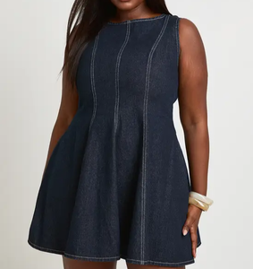 Wholesale <b>Womens</b> <b>Vintage</b> Washed Denim Midi <b>Dress</b> OEM ODM Bulk Orders Apparel Manufacturer Custom Sizes Custom Labels Casual Wear - Product Image 2