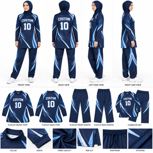 Ensemble de sport personnalisé pour femmes, tenue d'entraînement modeste à manches longues, broderie, séchage rapide, longueur mi-mollet, par le fabricant - Product Image 6