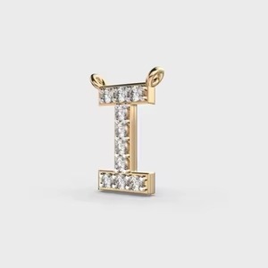 I Letter Charm 925 silver Gold Plated Moissanite Round Brilliant Cut Channel Setting Unisex Everyday Wear - Product Image 5