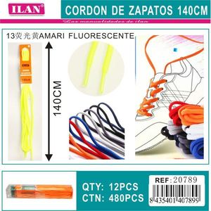 Laccio per scarpe Ilan 140 cm giallo fluorescente per sneakers - Product Image 3
