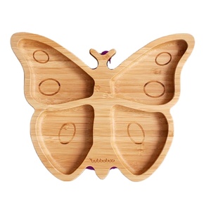 BubbaBoo Butterfly <b>Bamboo</b> <b>Suction</b> <b>Plate</b> for Kids with Divided Compartments Eco-Friendly Baby Feeding <b>Plate</b> Durable <b>Plate</b> - Product Image 1