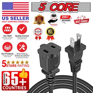 Cavo di Alimentazione AC a 5 Poli, 15 Piedi, Adattatore di Prolunga Polarizzato USA a 2 Poli, 16AWG 125V, 1/2/12 Pezzi EXC BLK, Cavi Adattatori Maschio-Femmina da 15 Piedi - Product Image 2