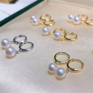 Pendientes de Perlas de Agua Dulce Naturales de 8-9 mm, Mantou de Alta Calidad, Joyería de Lujo, Exquisita y de Temperamento Ligero - Product Image 4