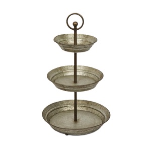 Présentoir à gâteaux à deux niveaux en fer galvanisé, plateau de service en métal, décoration de cuisine et de maison de style campagnard, présentoir à desserts et cupcakes - Product Image 4