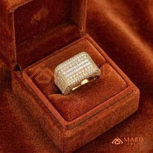 Gold Plated Dome Moissanite <b>Ring</b> for <b>Men</b> Full Pave Baguette Iced Out Statement <b>Ring</b> Luxury Hip Hop Jewelry Design - Product Image 4