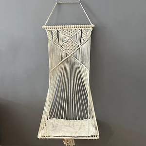 OEM macramé hamaca gato cama clásica rectangular ventana colgante mascota jaula columpio con borla cesta estera patrón sólido cartón embalado - Product Image 3
