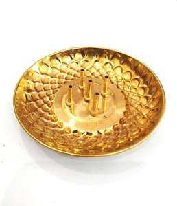 Bandeja Redonda Decorativa de Metal para Incienso con 5 Soportes, Quemador de Incienso Ornamentado, Soporte para Dhoop para el Hogar, Templo y Mesa - Product Image 6