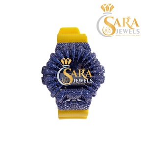 Reloj de Diamantes Moissanite de Alta Calidad con Correa de Goma, Estilo Hip Hop Completamente Cubierto de Diamantes, Lujoso y Ejecutivo, de Acero Inoxidable, de la India - Product Image 1