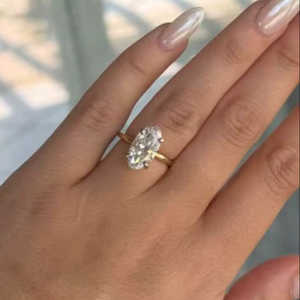 แหวนแต่งงานผู้หญิงสไตล์วินเทจทองคำ 14K สีเหลือง ประดับเพชรโมวาลแล็บโกรว์ 3.60 กะรัต ทรงฮาโล เครื่องประดับชั้นดี IGI - Product Image 1