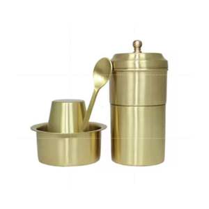 Ensemble de cafetières indiennes en cuivre pur et laiton, faites à la main, style traditionnel Kumbakonam, pour la maison et les restaurants. - Product Image 4