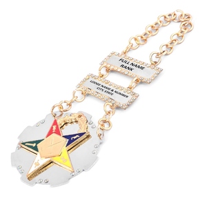 Collier en chaîne dorée personnalisé pour l'Ordre de l'Étoile d'Orient, bijou de la cérémonie maçonnique, insignes de cérémonie. - Product Image 2