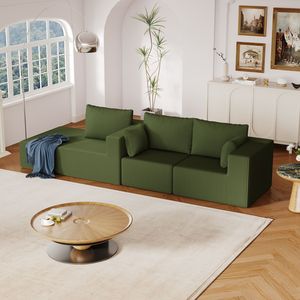 108.3 Modular Cloud Green Upholstered Corduroy Couch L-Shape Sectional <b>Foam</b> <b>Sofa</b> for Living Room Chaise Lounge with Lounge - Product Image 5