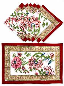 Sets de 6 dessous-de-plat en coton lavables et écologiques, imprimés à la main en Inde, pour la maison – Fournisseur pour commandes en gros - Product Image 6