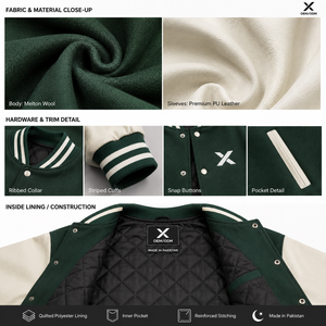 Chaqueta Varsity Extra Grande para Mujer X Sports City, Manga Larga, Cuello Camisero, Diseño Sólido en Color Contrastante, para Otoño, con Logotipo X - Product Image 4