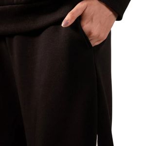 Pantalon de survêtement large noir et beige pour femme, taille élastique, décontracté, coupe ample, avec logo personnalisé, fabricant de vêtements OEM - Product Image 5