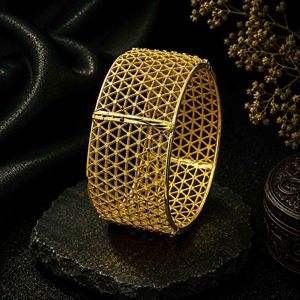 Brazalete artesanal chapado en oro de 14K, 18K, 24K al por mayor, brazaletes étnicos de boda, estilo Dubái, brazalete Kada de moda nupcial árabe - Product Image 3