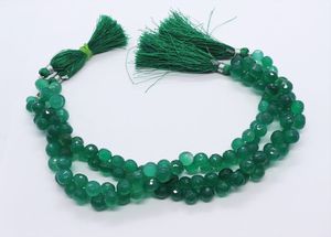Cuentas facetadas de ónix verde natural en forma de cebolla de 7-8 mm, cuentas de ónix verde en forma de cebolla para la fabricación de joyas, piedras preciosas sueltas al por mayor. - Product Image 2