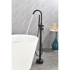 Rubinetto per vasca da bagno a pavimento ad alta portata con doccetta e beccuccio girevole - Rubinetti per vasca e doccia a pavimento - Product Image 3