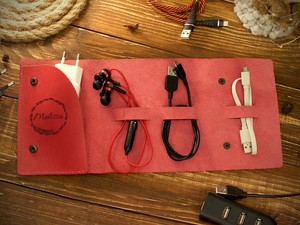 Tailored Leather <b>Cable</b> Organizer Custom Brand Logo Cord Management Earphone Wire Wrap Tech Accessories Pouch Co LCO-0069 - Product Image 1