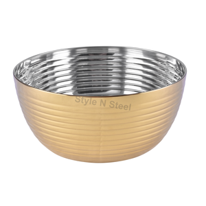 Tazón Acanalado de Acero Inoxidable Pulido, Diseño Clásico, Ecológico, para Servir Alimentos - Product Image 1